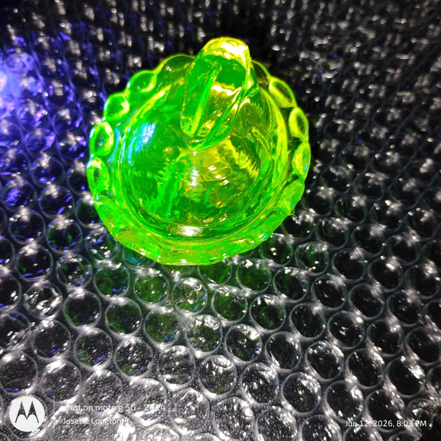 Vintage Boyd Uranium Glass Bunny on Nest - photo 5
