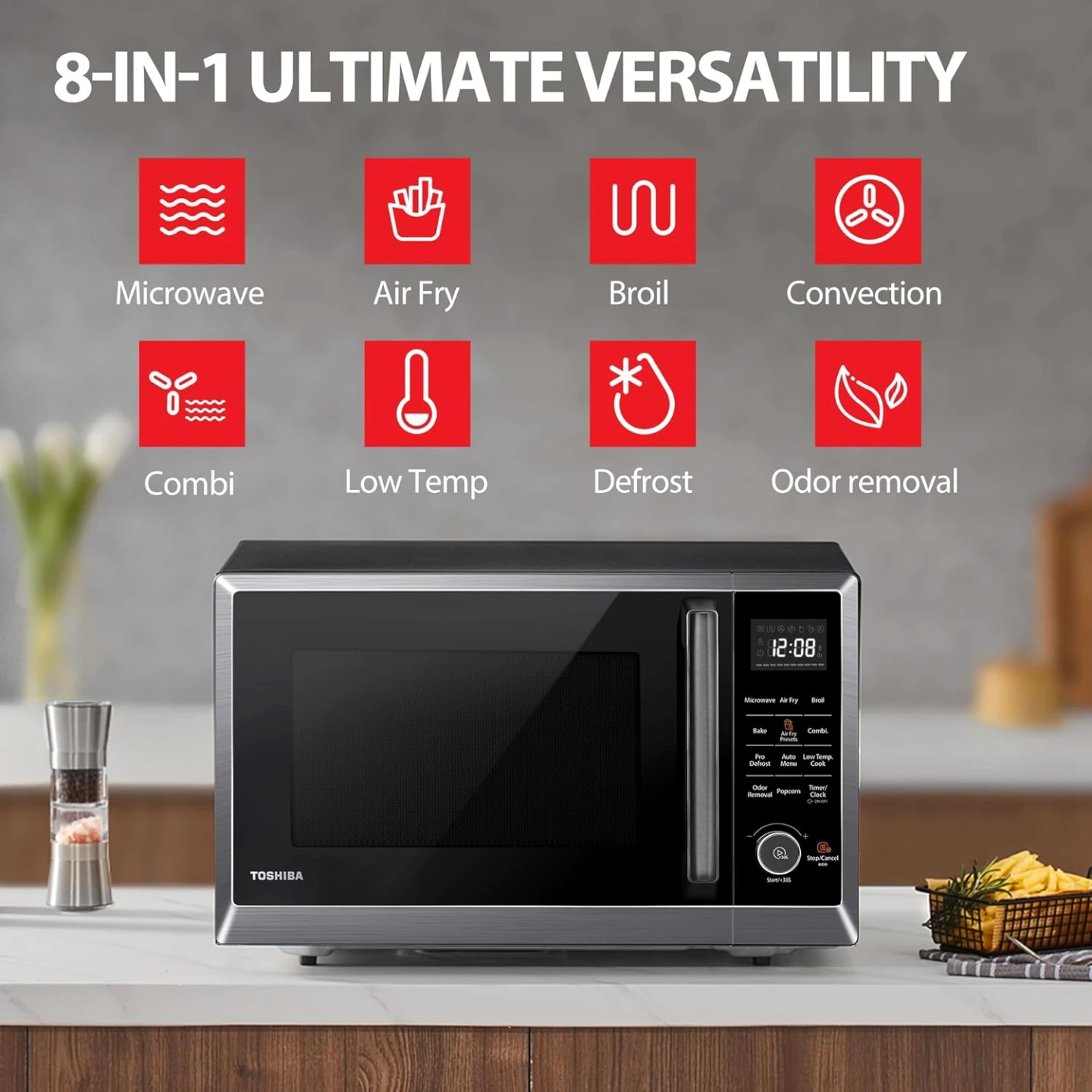 NEW TOSHIBA Combo 8-in-1 Countertop Microwave Oven Black - photo 5