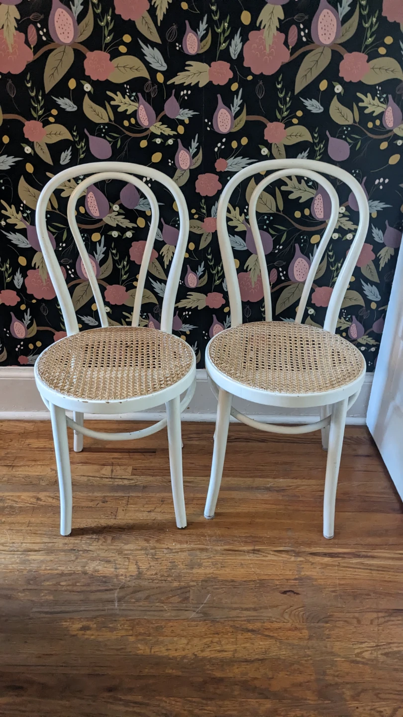 White Bentwood Chair with Cane Seat