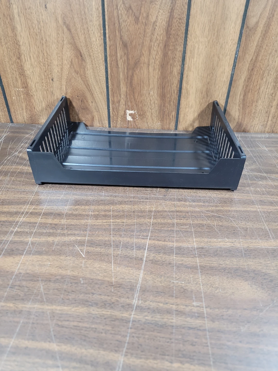 Black Plastic Storage Tray Stackable - photo 3