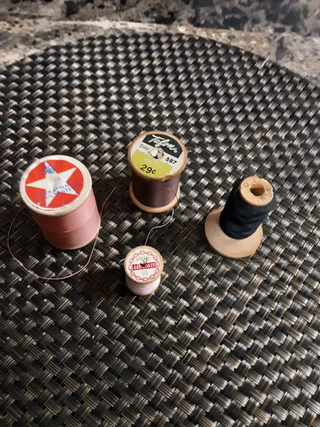 Vintage wooden spools of thread lot of 4