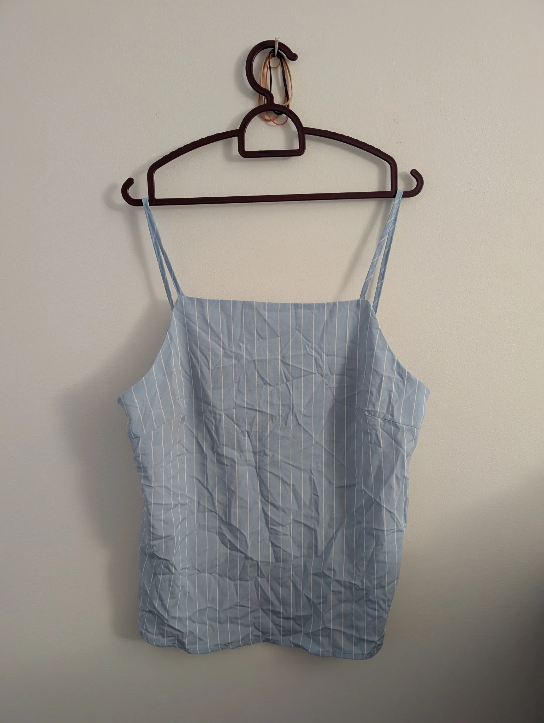 Valleygirl Blue White Striped Cami Top Spaghetti Strap ptp 17"