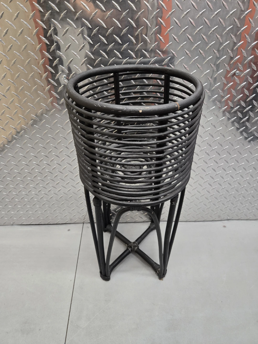 IKEA Black Rattan Plant Stand / Boho Planter Basket - photo 2