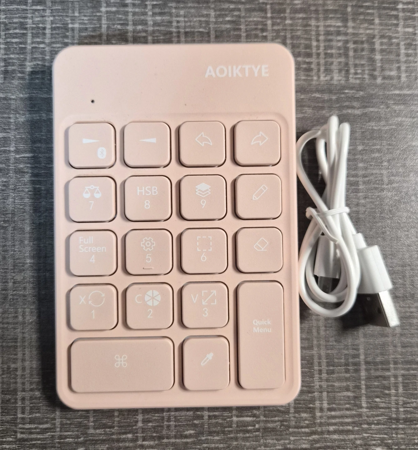 AOIKTYE Pink Wireless Number Pad with USB Cable