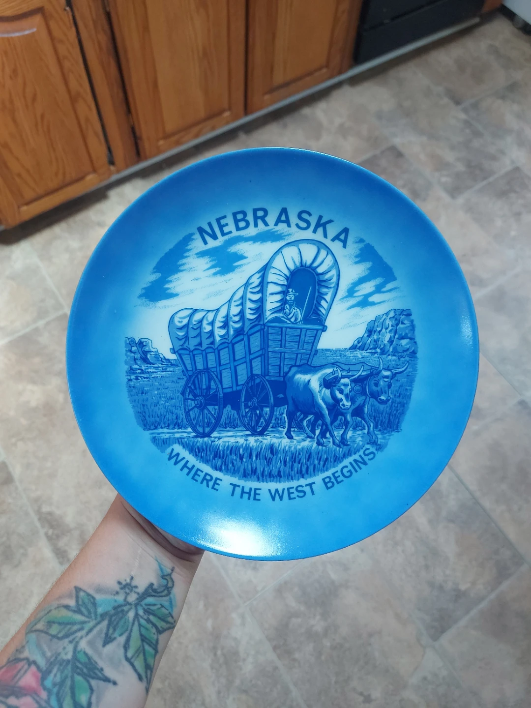 Vintage Nebraska "Where The West Begins" Decorative Plate