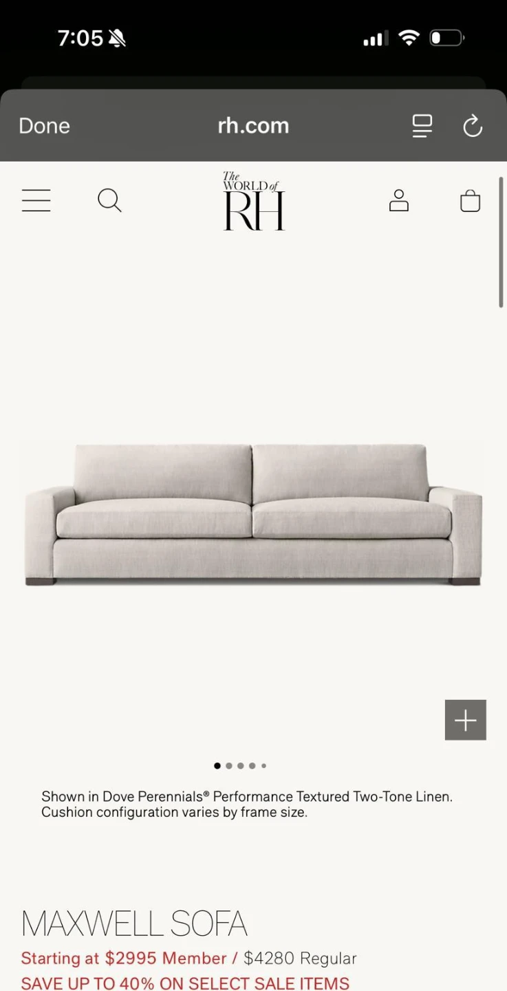 R.H Maxwell White Sofa