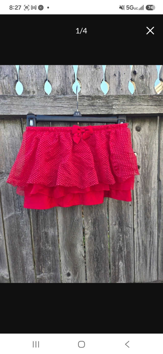 Holiday Time Red Ruffled Skirt