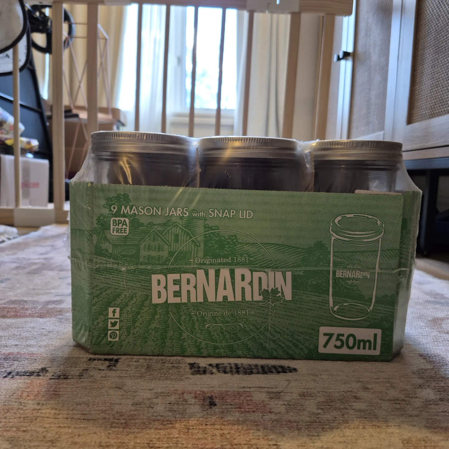A Case of 9 Glass Canning Jars - 750 ML - Bernardin - photo 2