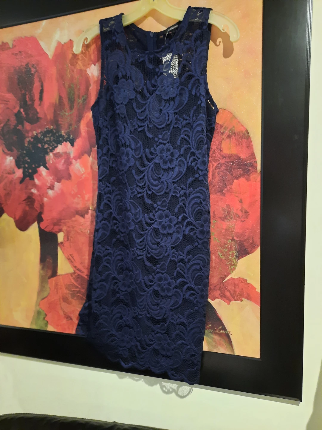 NWT Junior's Navy Blue Lace lined Dress - Ambiance