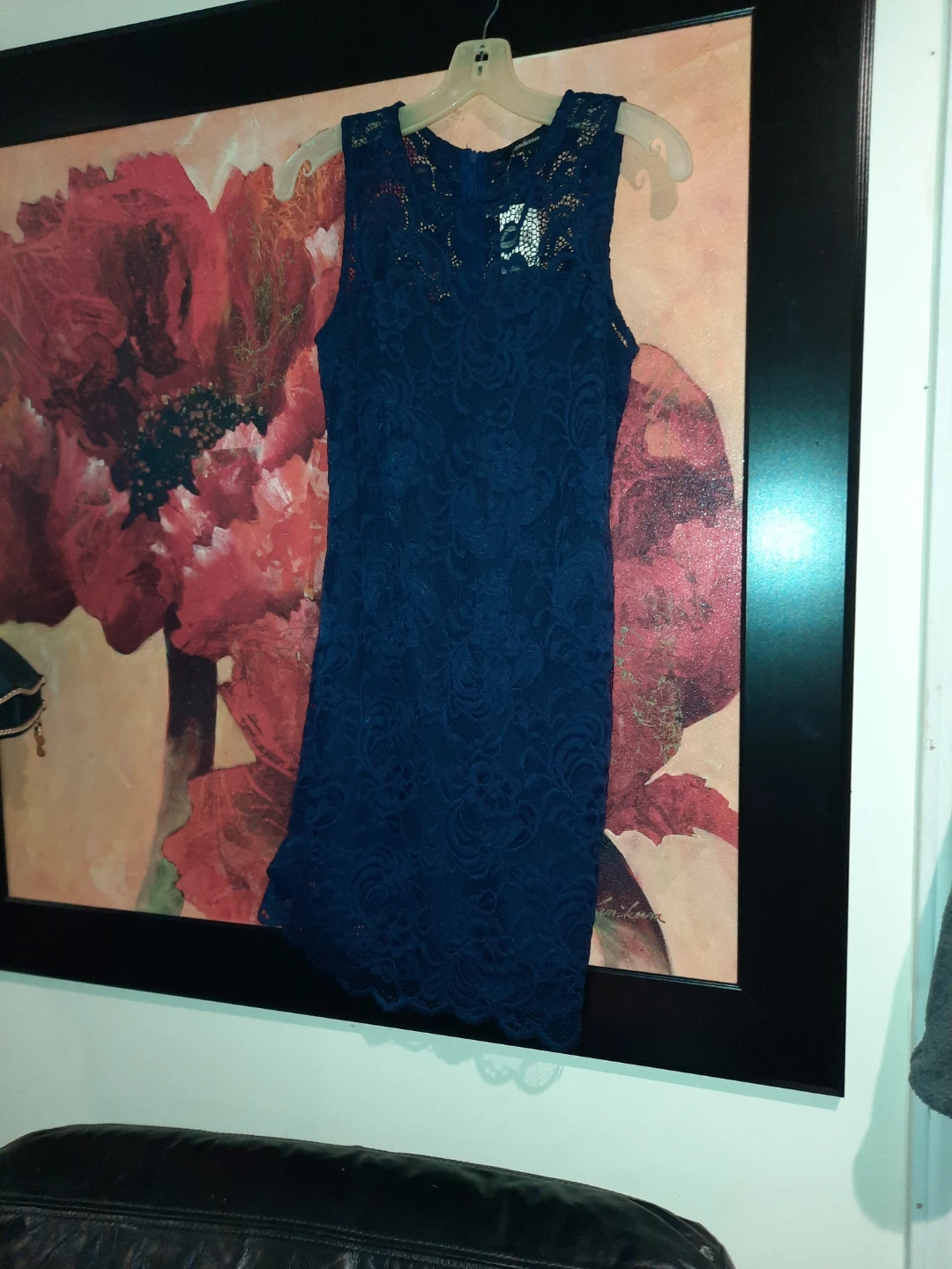 NWT Junior's Navy Blue Lace lined Dress - Ambiance - photo 2