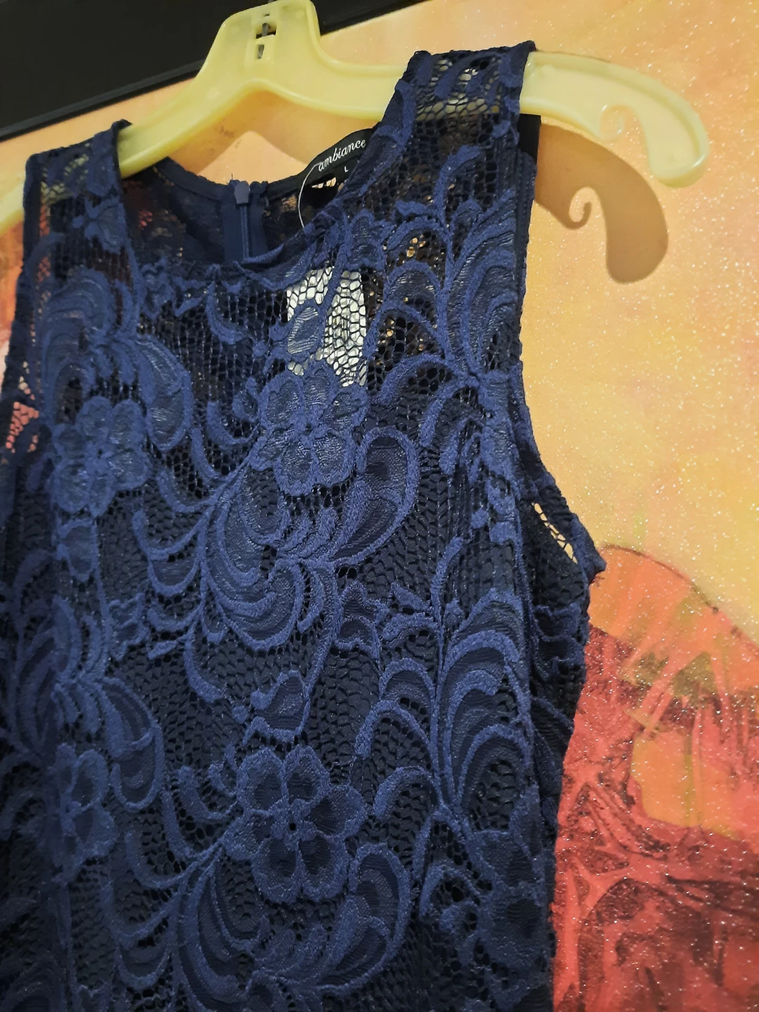 NWT Junior's Navy Blue Lace lined Dress - Ambiance - photo 3