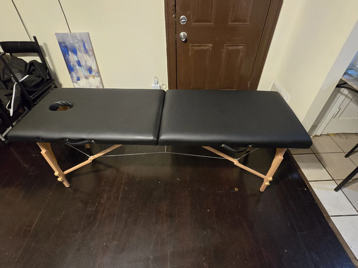 Black Massage Table and Stool Set