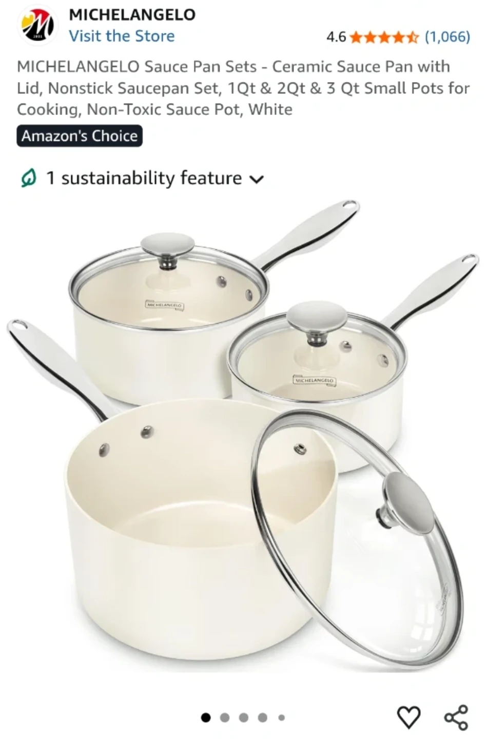 MICHELANGELO Sauce Pan Set, 3 Qt, 2 Qt, 1 Qt - photo 5
