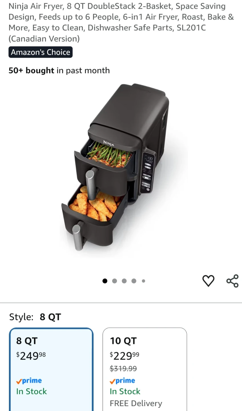 Ninja Air Fryer 8 QT DoubleStack 2-Basket - photo 2
