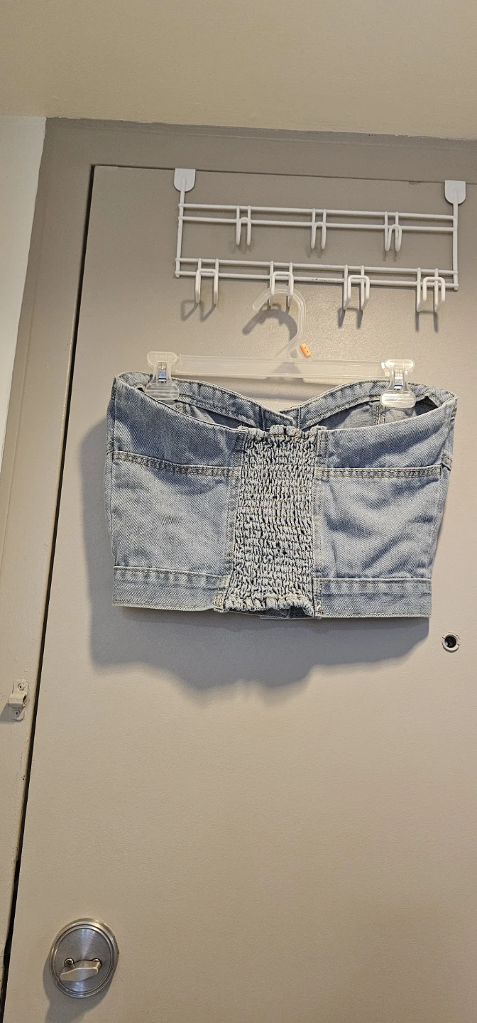 Denim Button-Up Tube Top - photo 3