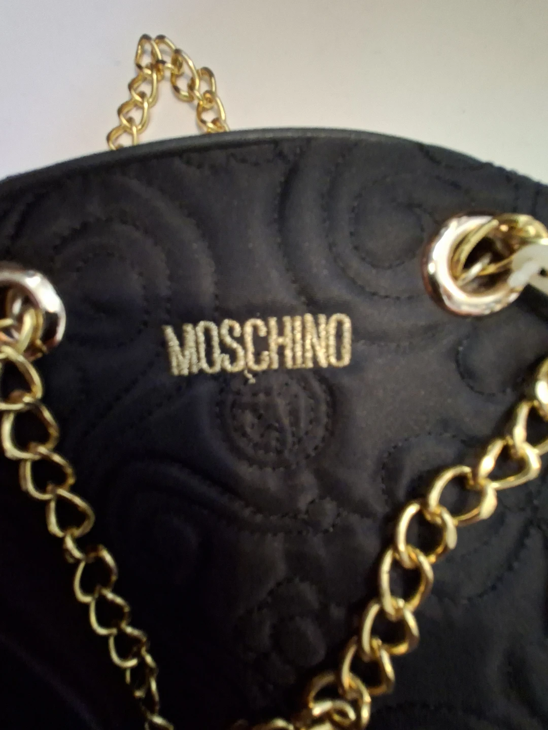 Moschino Black Quilted Heart Charm Chain Bag - photo 3