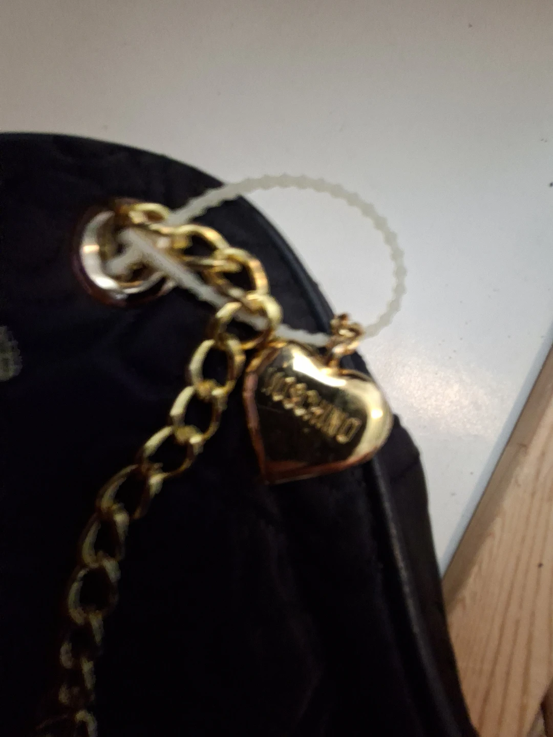 Moschino Black Quilted Heart Charm Chain Bag - photo 4