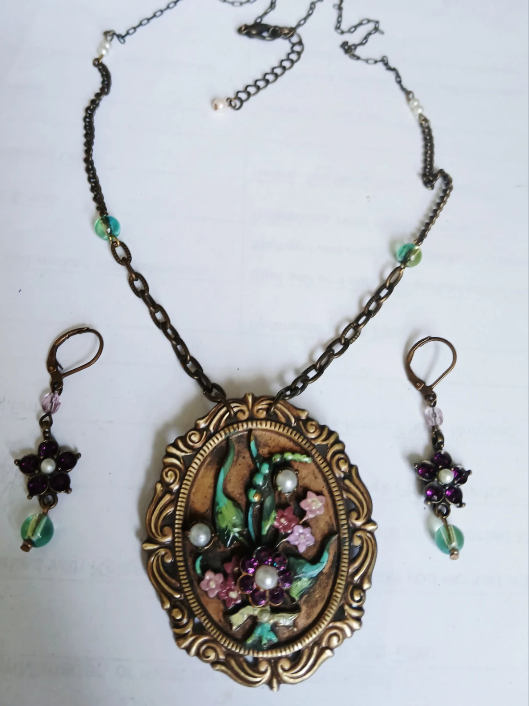 SET: stunning artisan large pendant and earrings - photo 3