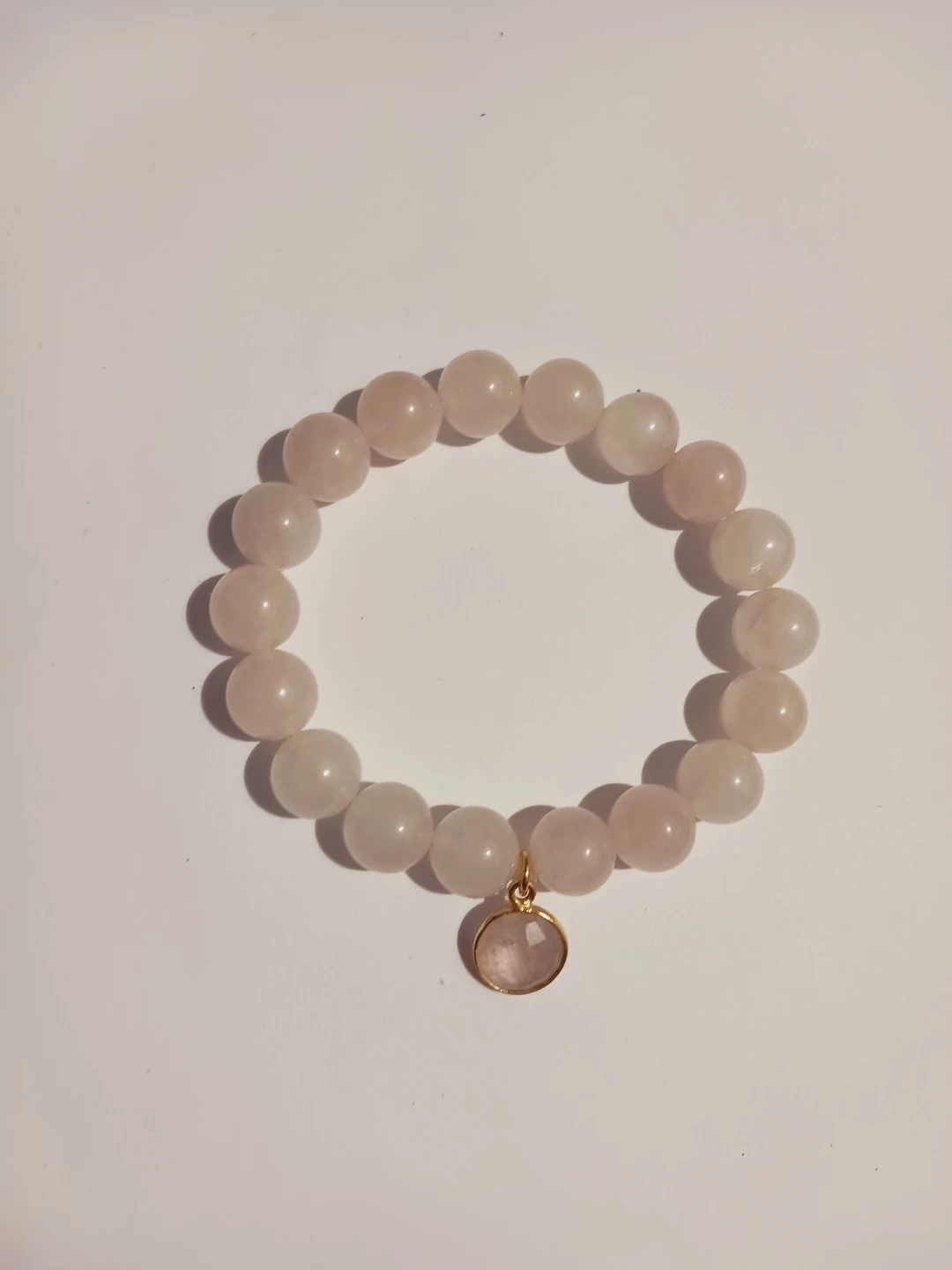 Rose Quartz Beaded Bracelet with Charm