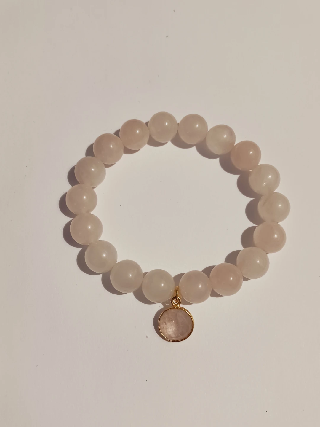 Rose Quartz Beaded Bracelet with Charm - photo 3
