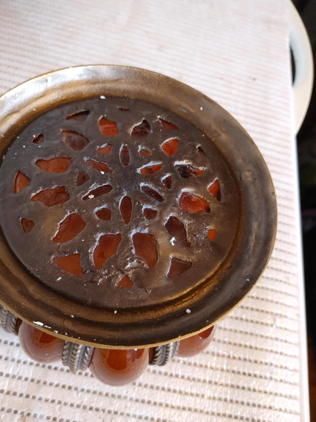 Decorative Amber and Brass Trinket Box - photo 3