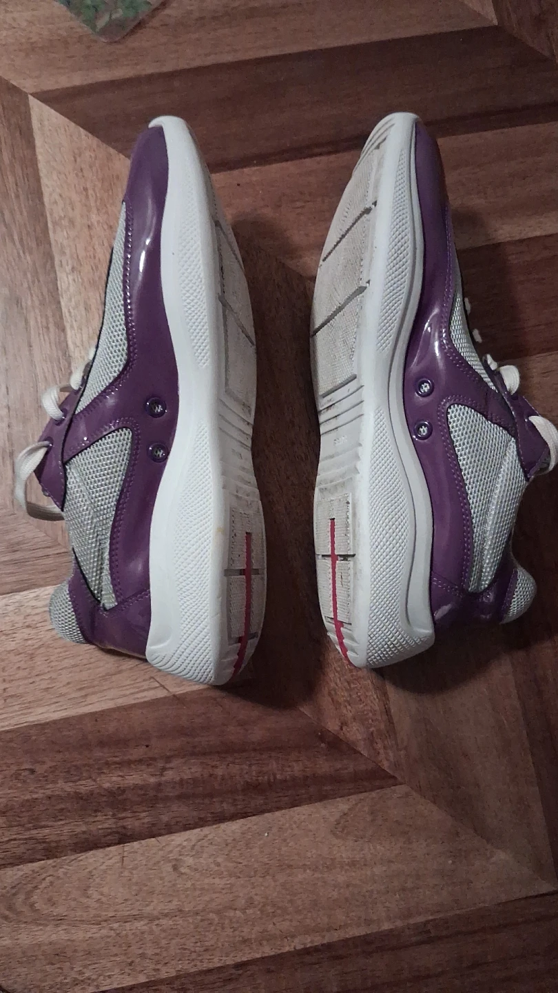 Prada Women's Purple & Gray Leather Sneakers - photo 2