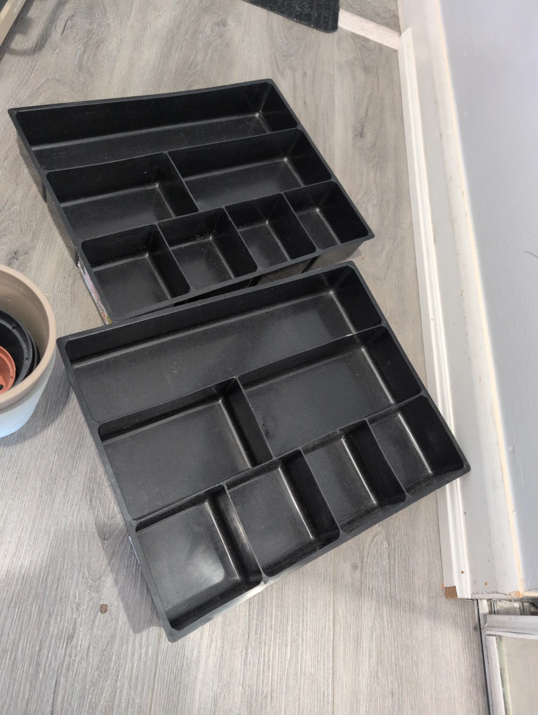 2 Black Plastic Cutlery Organizers or other