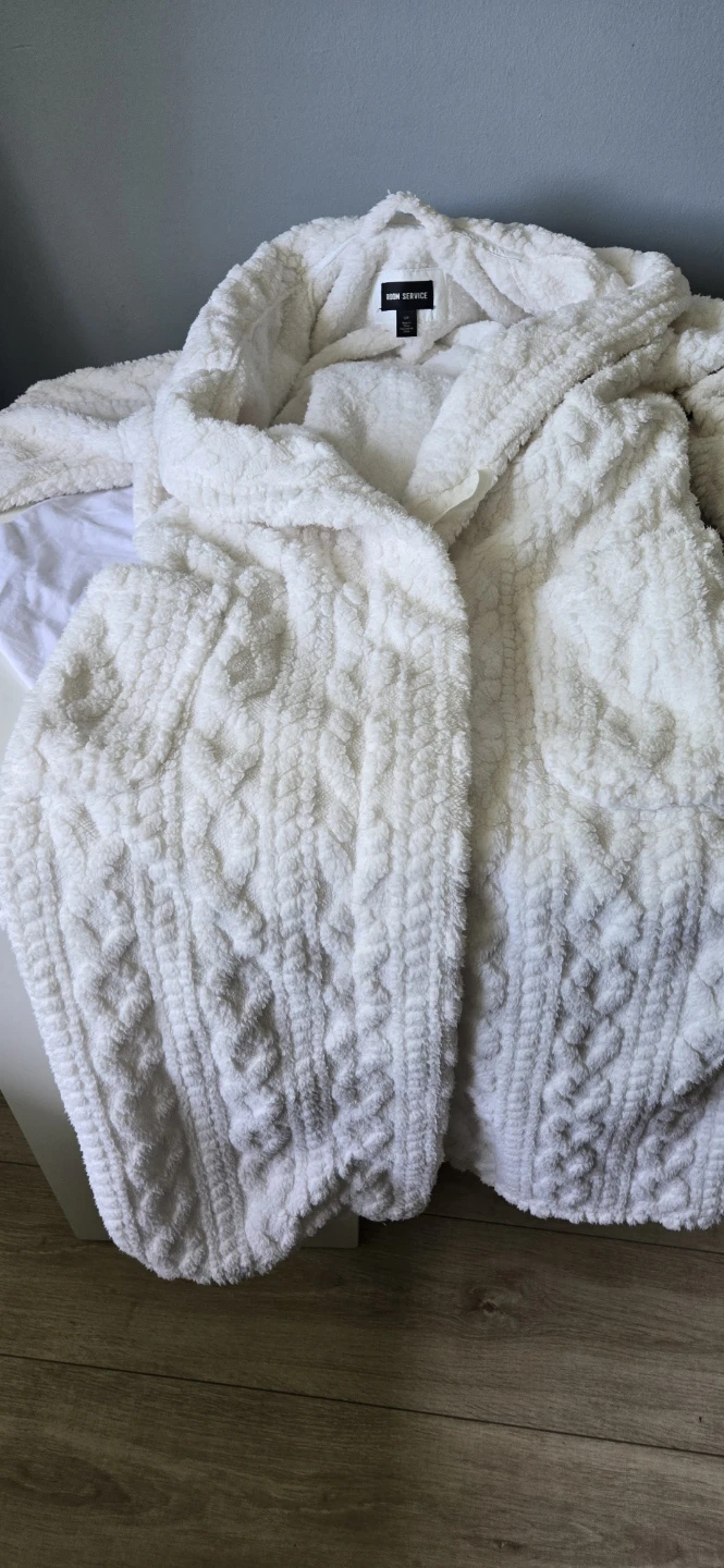 Room Service Women's Cozy Fleece Robe - Ivory - photo 4
