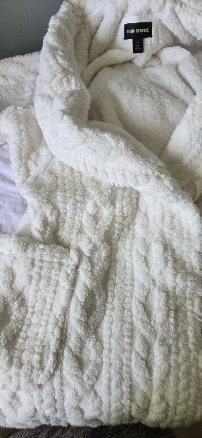 Room Service Women's Cozy Fleece Robe - Ivory - photo 5