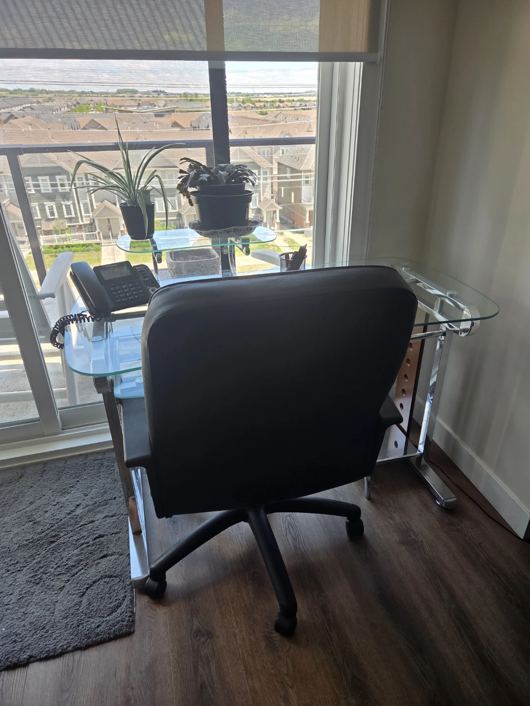 Glass desk and office chair