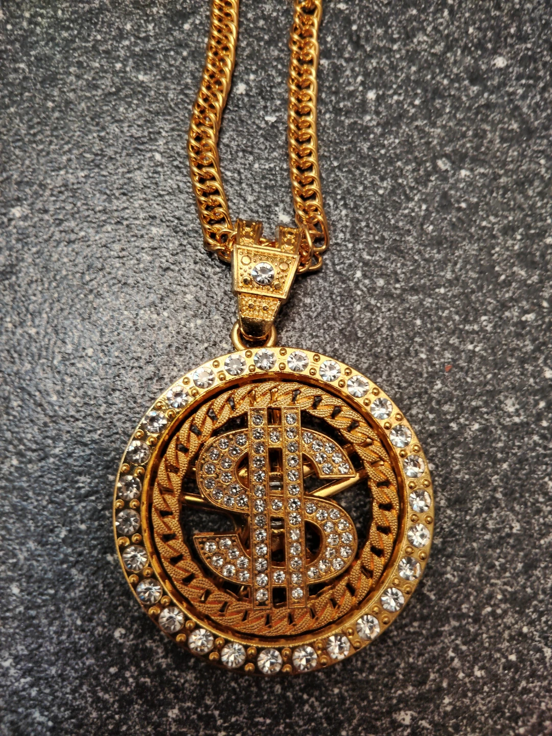 Gold Tone Dollar Sign Pendant Necklace