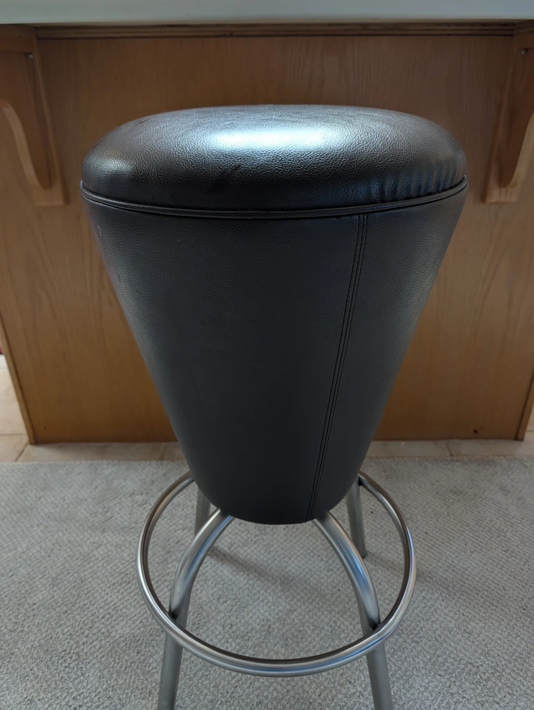 Set of 2 Swivel Bar Stools - Brown Faux Leather - photo 2