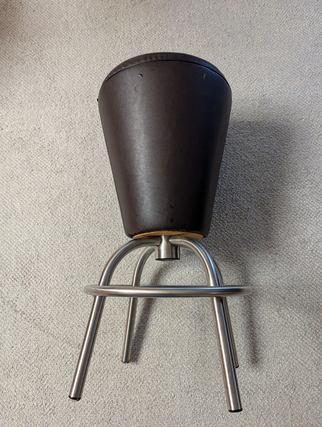 Set of 2 Swivel Bar Stools - Brown Faux Leather - photo 3