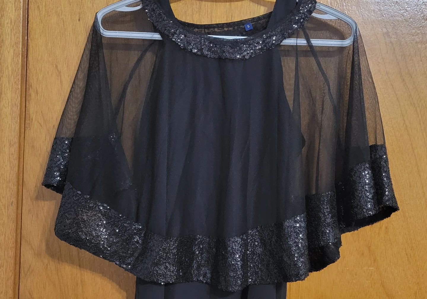 Black Maxi Dress with Sequin Capelet - photo 3