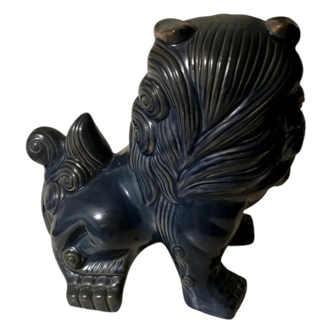 Dark Blue Ceramic Foo Dog Statue - photo 2