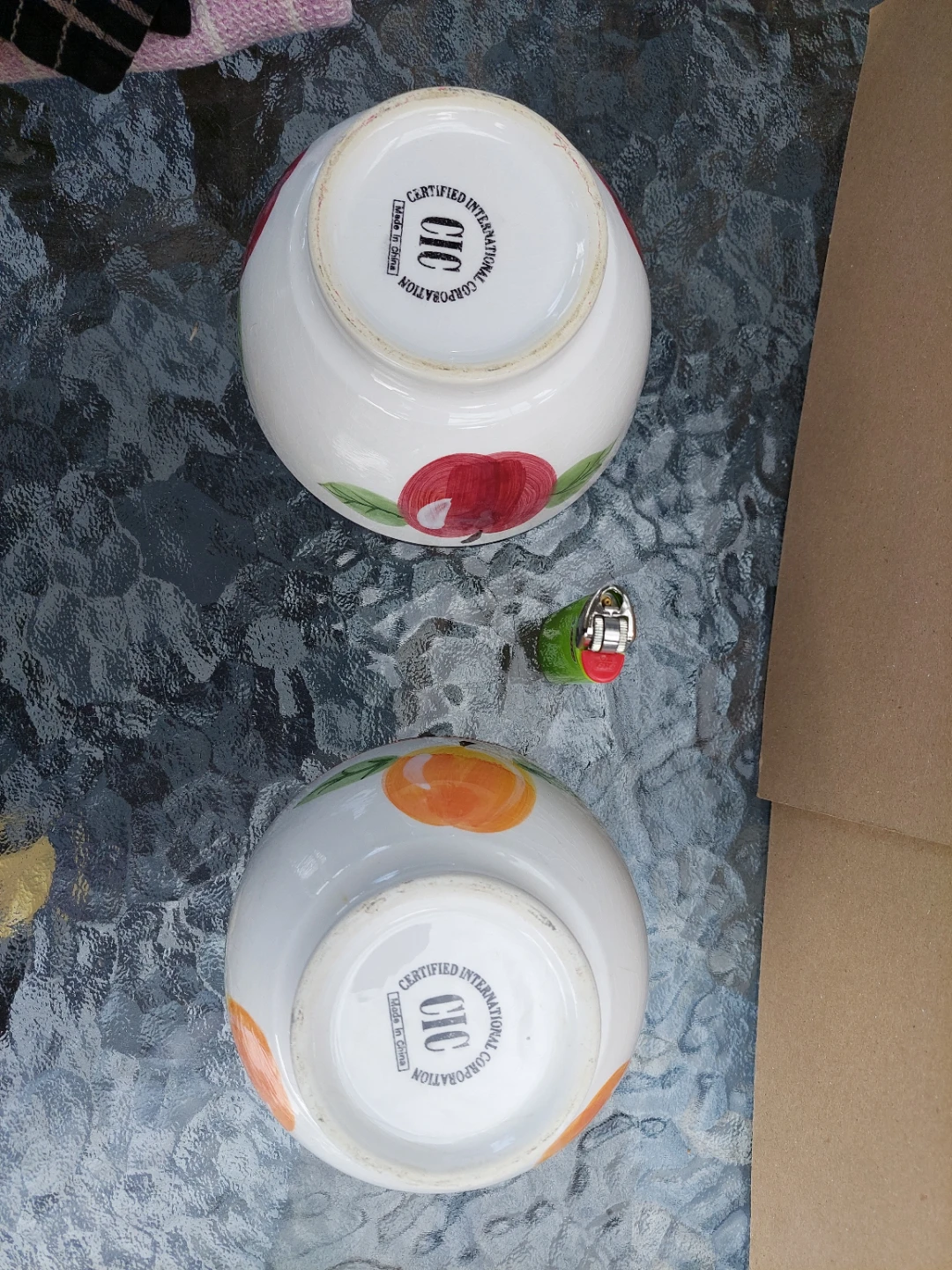 Set of 2 Ceramic Fruit Bowls - Apple & Orange Designs - photo 2