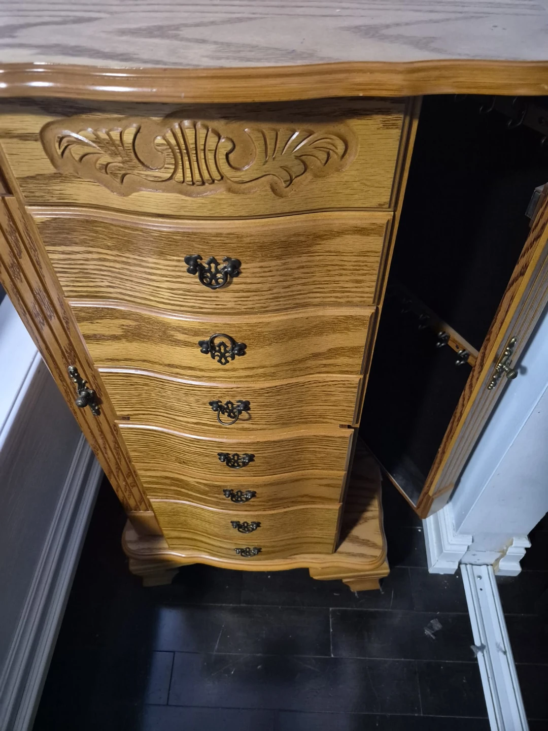 Wooden Jewelry Armoire with Mirror - photo 4