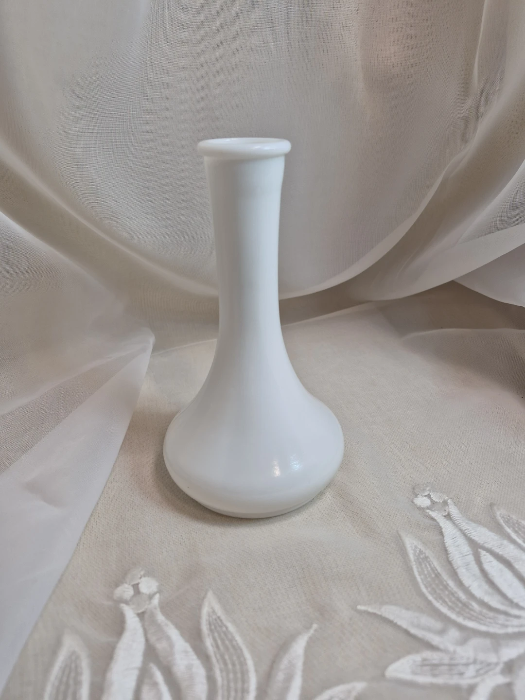 Vintage White Milk Glass 6" Tall Vase