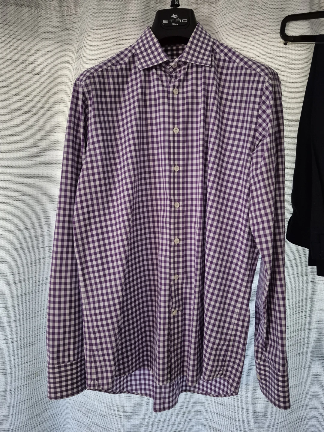 Etro Milano Men's Navy Blazer with Purple Gingham Shirt - photo 4
