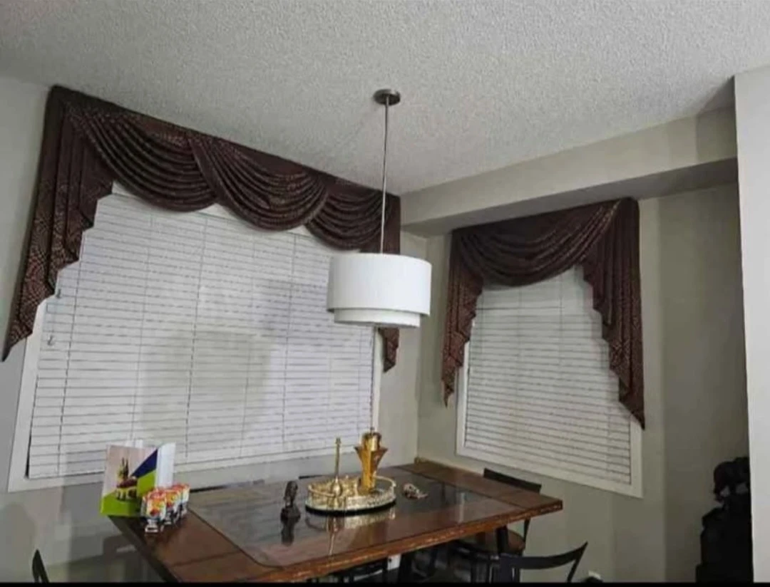 Window Curtains Valance for Living Room Chocolate Wate...