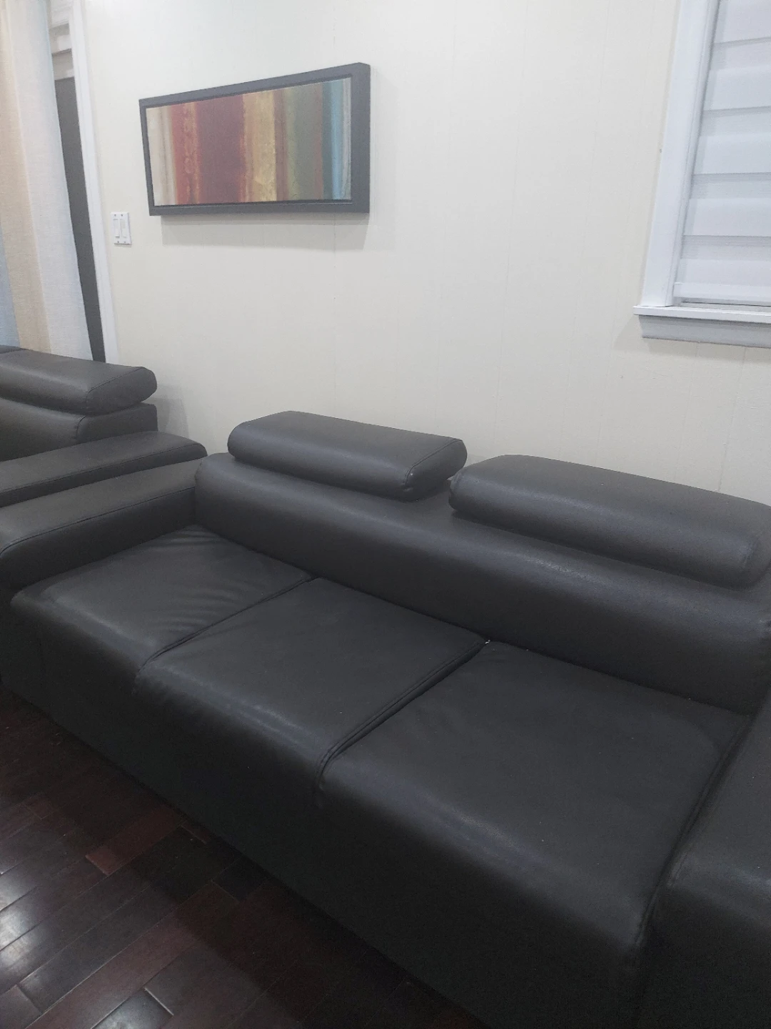 Black Leather Sectional Sofa with Storage - photo 2