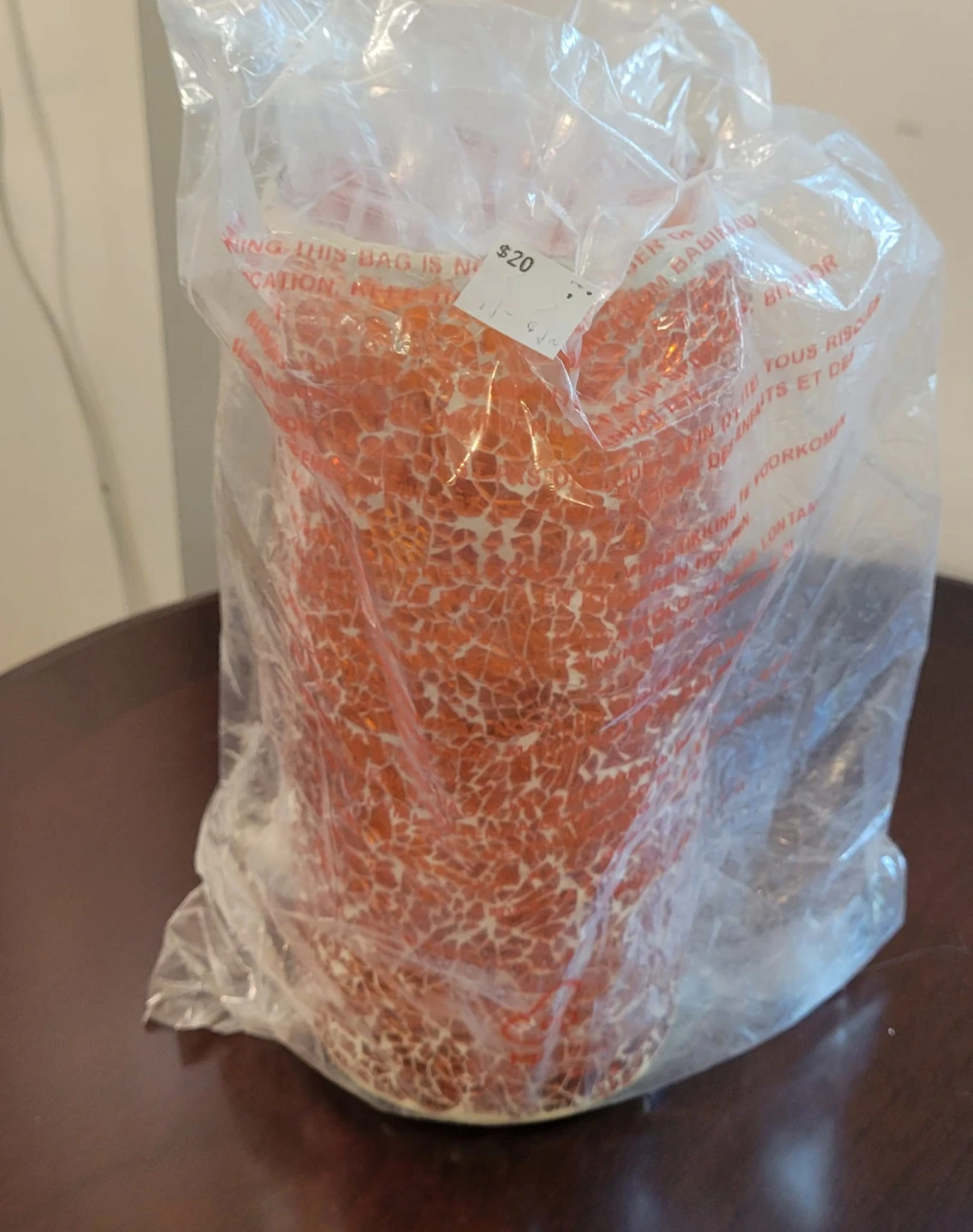 Orange Cracked Glass Vase