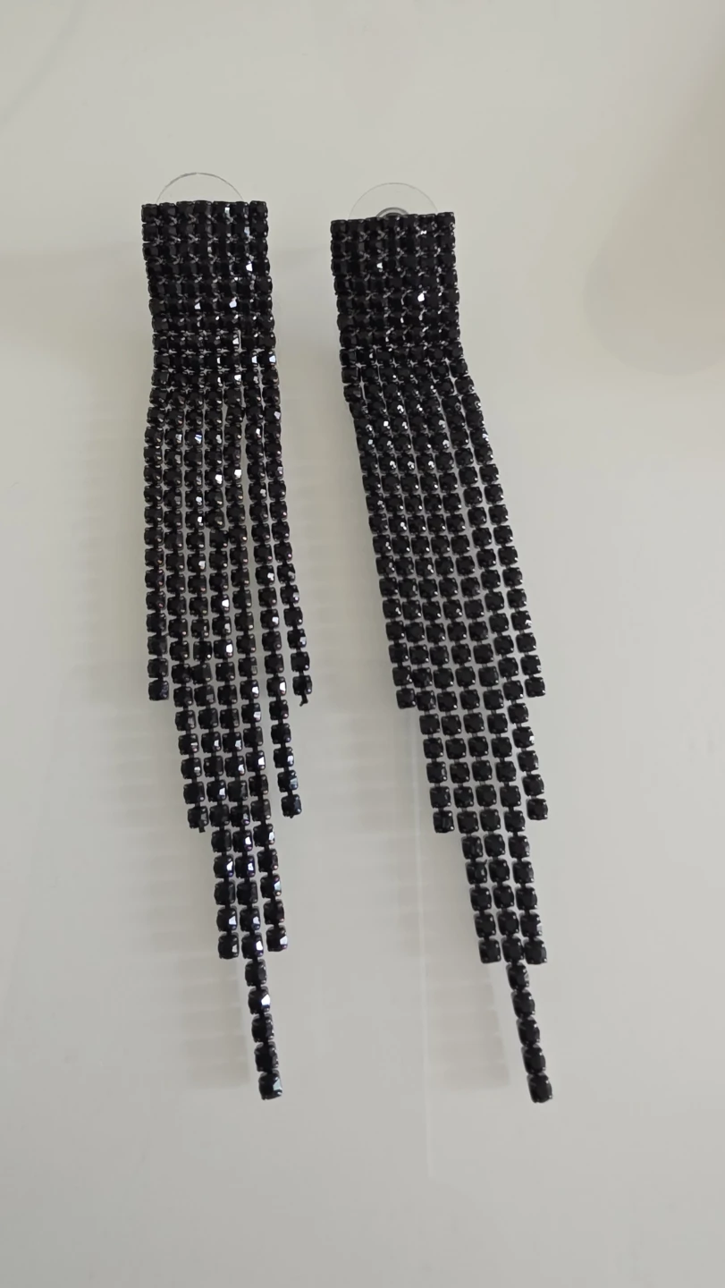 Black Rhinestone Dangle Earrings