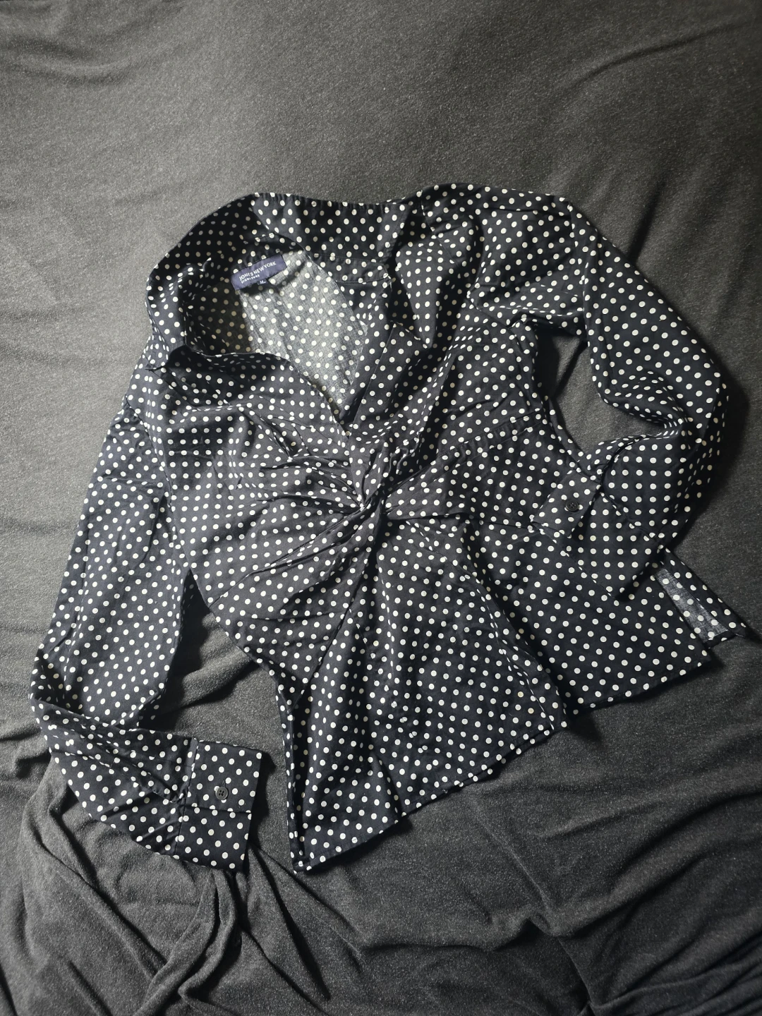Jones New York Signature Polka Dot Blouse 100% Cotton