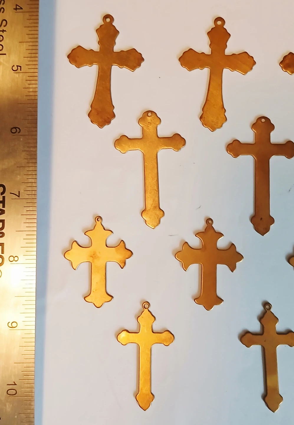 Collection of 12 brass Large Cross Charms - photo 2