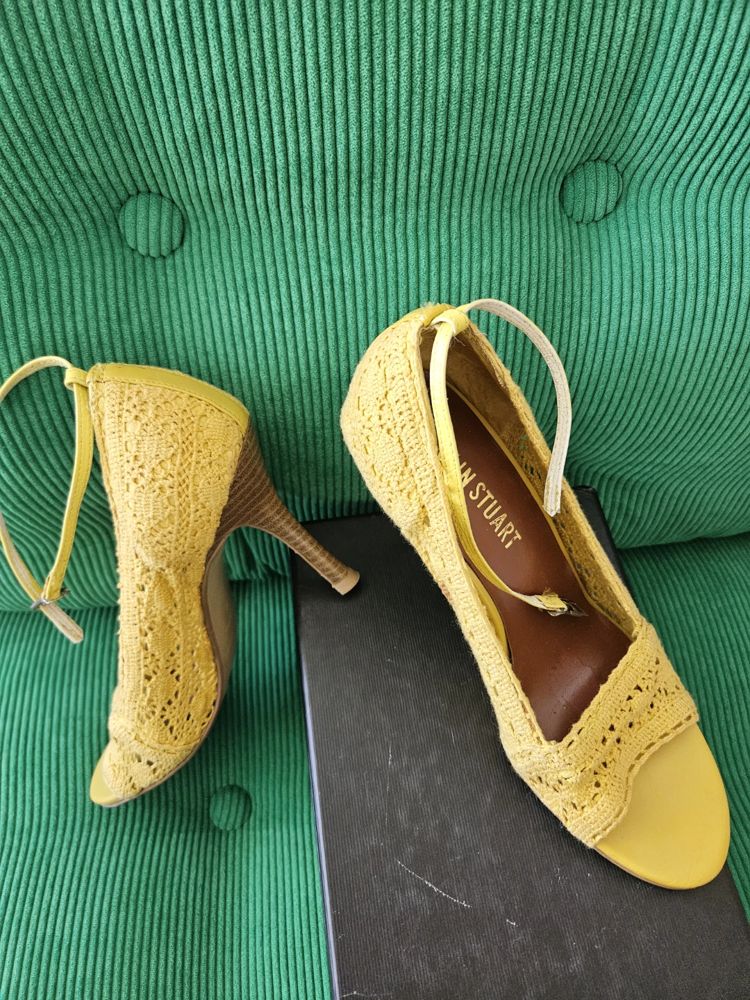 COLIN STUART Yellow Crochet Heels - photo 2