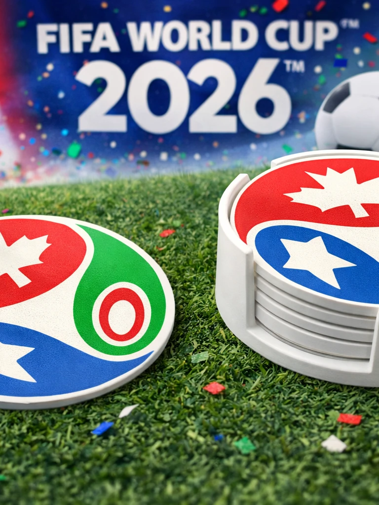 ⚽ World Cup 2026 Coaster Set with Holder (Made in Gastown) ⚽