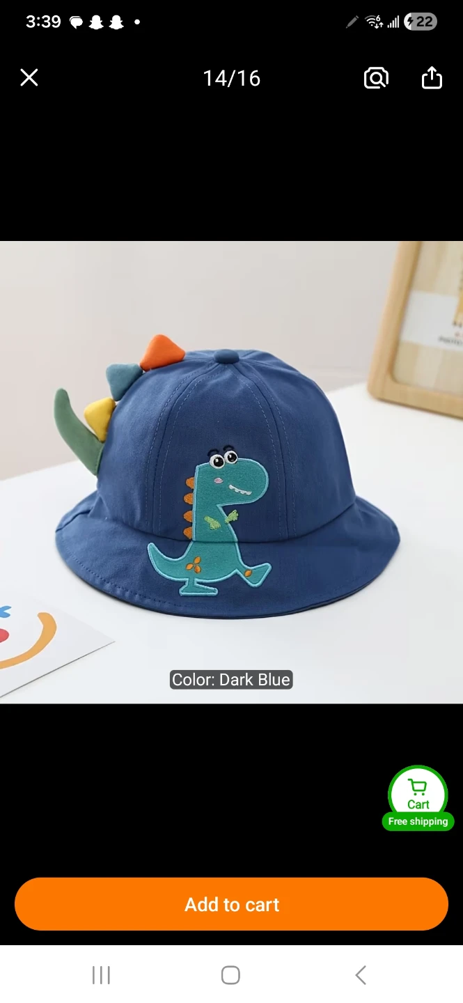Kids Dinosaur Bucket Hat - Dark Blue