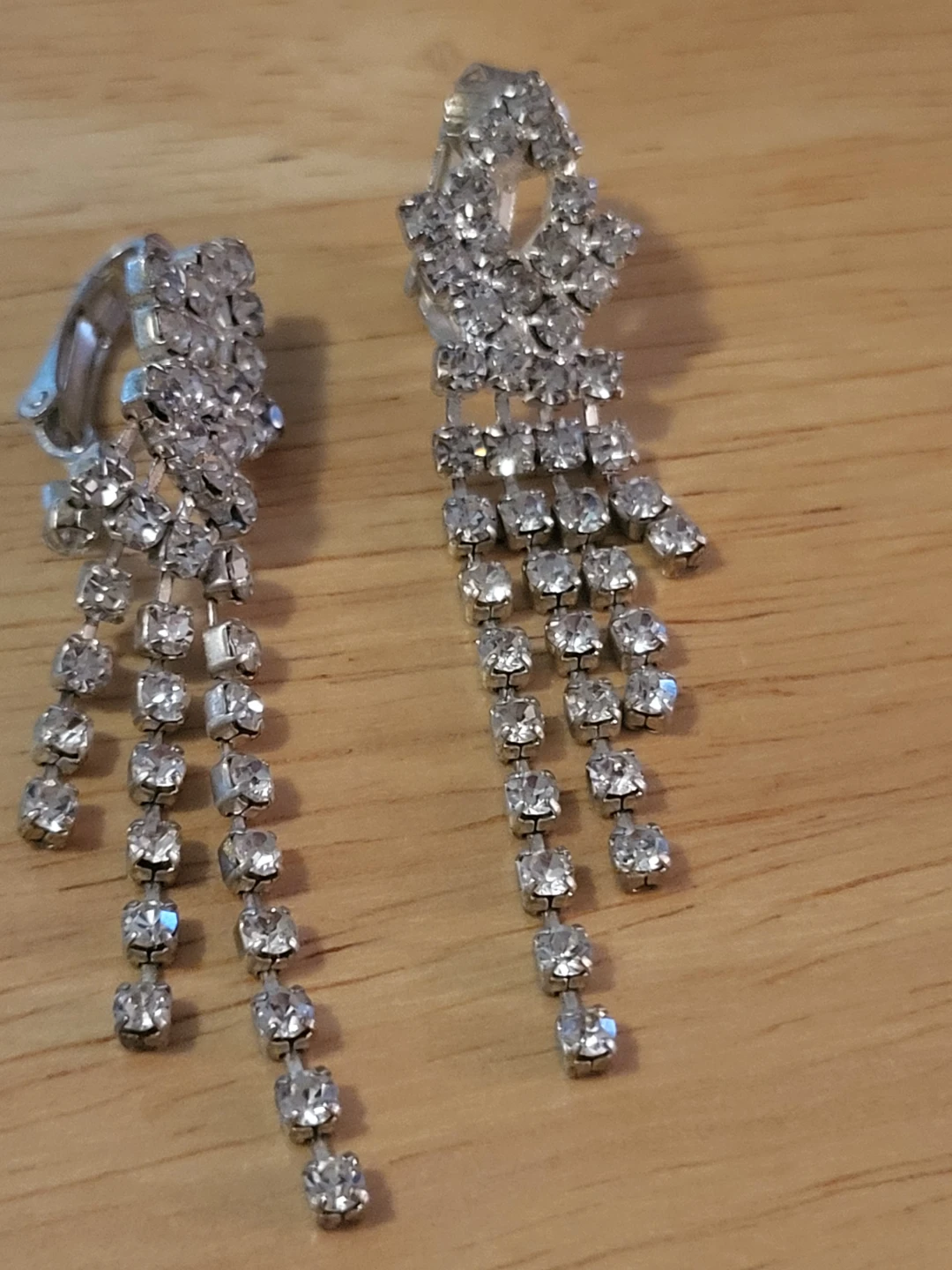 Vintage Rhinestone Dangle Clip-On Earrings - photo 2
