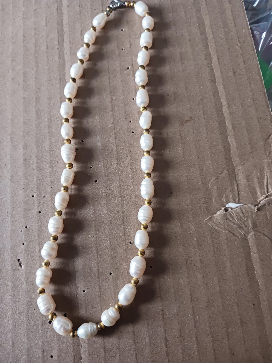 Vintage Real Pearls and Gold Tone Beaded Necklace